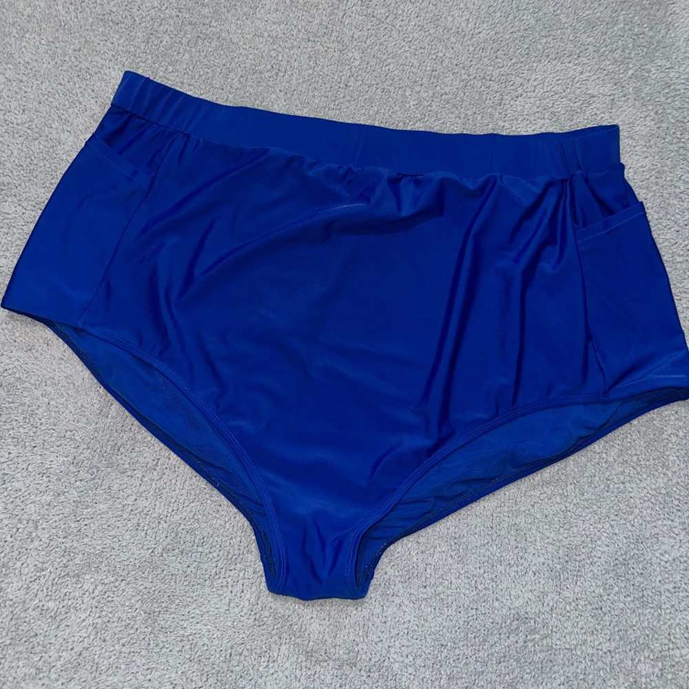 Torrid Blue High-Waisted Swim Bottoms Size 5